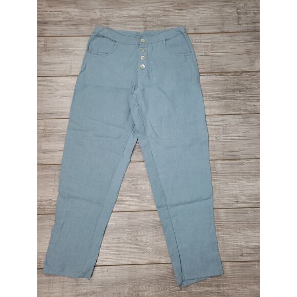 Goddess Gear Pants - EUC GODDESS GEAR Organic Linen Pants Blue Lagenlook Boho Made in the USA size L